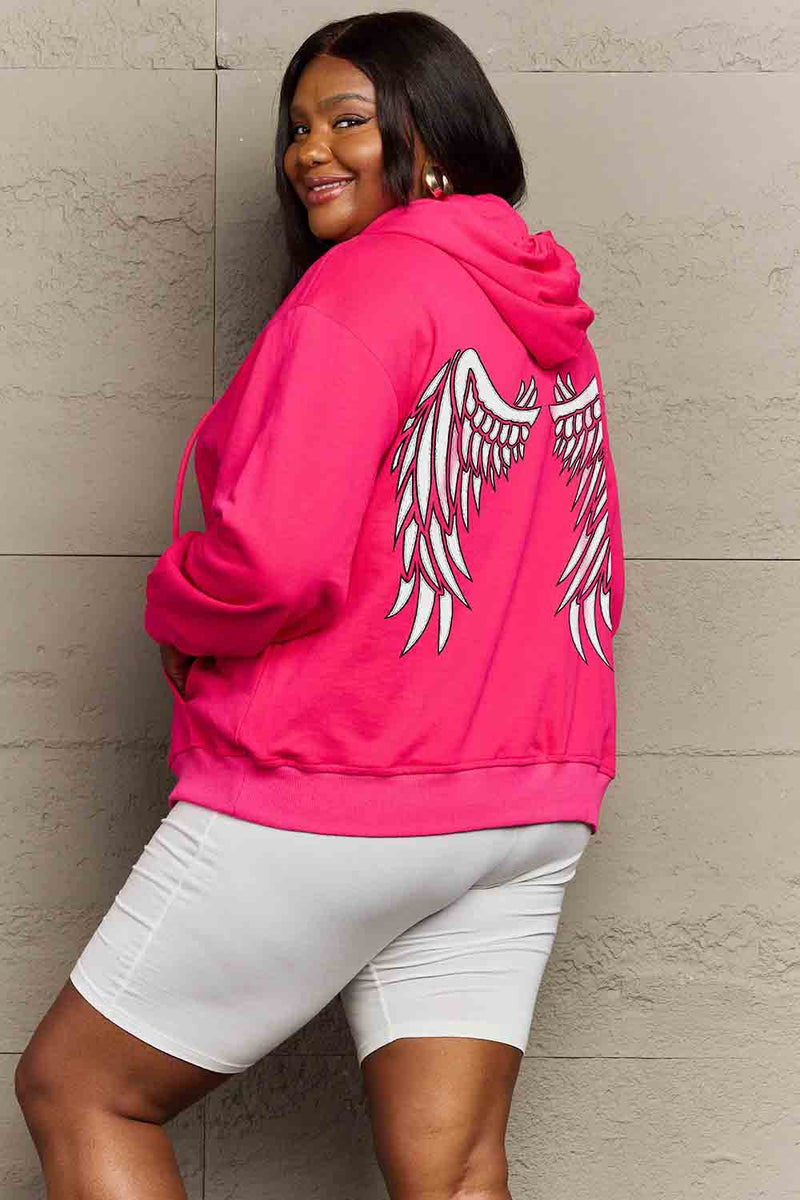 Simply Love Full Size Angel Wings Graphic Hoodie