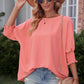 Round Neck Dolman Sleeve Textured Blouse