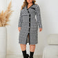 Plus Size Houndstooth Long Sleeve Slit Dress