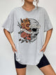 Round Neck Short Sleeve Graphic T-Shirt Cloudy Blue