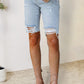 Distressed Raw Hem Denim Shorts