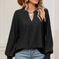 Eyelet Notched Long Sleeve T-Shirt