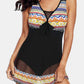 Geometric Wide Strap One-Piece Swimwear