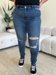 Judy Blue Full Size High Waist Distressed Skinny Jeans Dark
