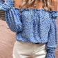 Honey Off Shoulder Printed Frill Trim Blouse