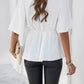 Devine Surplice Tie Waist Half Sleeve Blouse