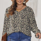 Plus Size Floral Flounce Sleeve Tie-Neck Blouse