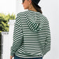 Striped Half-Button Dropped Shoulder Hoodie