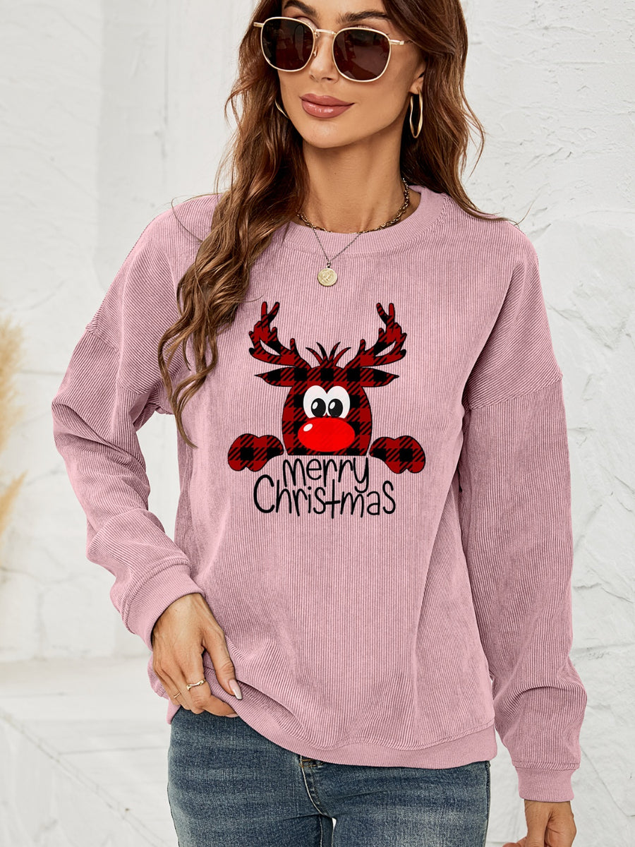 MERRY CHRISTMAS Graphic Sweatshirt Dusty Pink