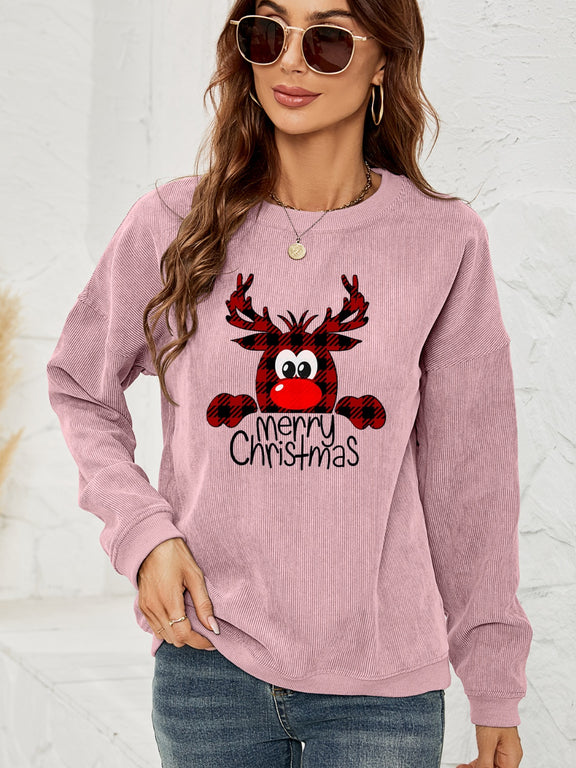 MERRY CHRISTMAS Graphic Sweatshirt Dusty Pink