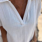 Lace Detail Collared Neck Short Sleeve Blouse