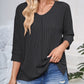 Lovelet Textured Round Neck Three-Quarter Sleeve Blouse