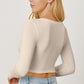 Round Neck Long Sleeve Cropped T-Shirt