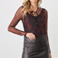 HERA COLLECTION Abstract Mesh Lace-Up Long Sleeve Bodysuit