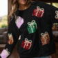 Sequin Gift Box Long Sleeve Sweatshirt