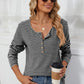 Striped Half Button Long Sleeve T-Shirt