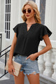Notched Cap Sleeve T-Shirt Black