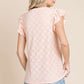 Culture Code Eyelet Round Neck Ruffled Cap Sleeve Top