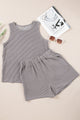 Round Neck Sleeveless Top and Shorts Set Dark Gray