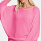 Zenana Ribbed Round Neck Long Sleeve Top