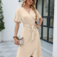 Tie Waist Flutter Sleeve Surplice Dress