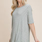 BOMBOM Striped Round Neck T-Shirt