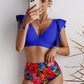 Floral Ruffled High Waist Bikini Set