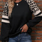 Leopard Round Neck Long Sleeve Sweatshirt