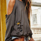 Distressed Round Neck Long Sleeve T-Shirt