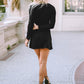 Round Neck Long Sleeve Buttoned Mini Dress