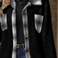 Plaid Contrast Dropped Shoulder Coat