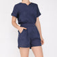 Plus Size Short Sleeve Top and Shorts Set