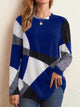 Color Block Round Neck T-Shirt Dusty Blue