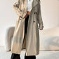 Collared Neck Long Sleeve Longline Trench Coat