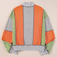 Full Size Exposed Seam Color Block Long Sleeve Sweatshirt