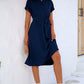 Cuffed Short Sleeve Belted Shirt Dress