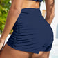 Ruched Mid-Rise Waist Swim Shorts