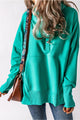 Quarter-Snap Dropped Shoulder Hoodie Teal