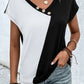 Contrast V-Neck Short Sleeve T-Shirt