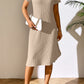 Ribbed Asymmetrical Neck Short Sleeve Dress