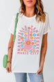 Graphic Round Neck Short Sleeve T-Shirt White
