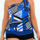 Plus Size Patchwork Tied One-Shoulder Tankini Set