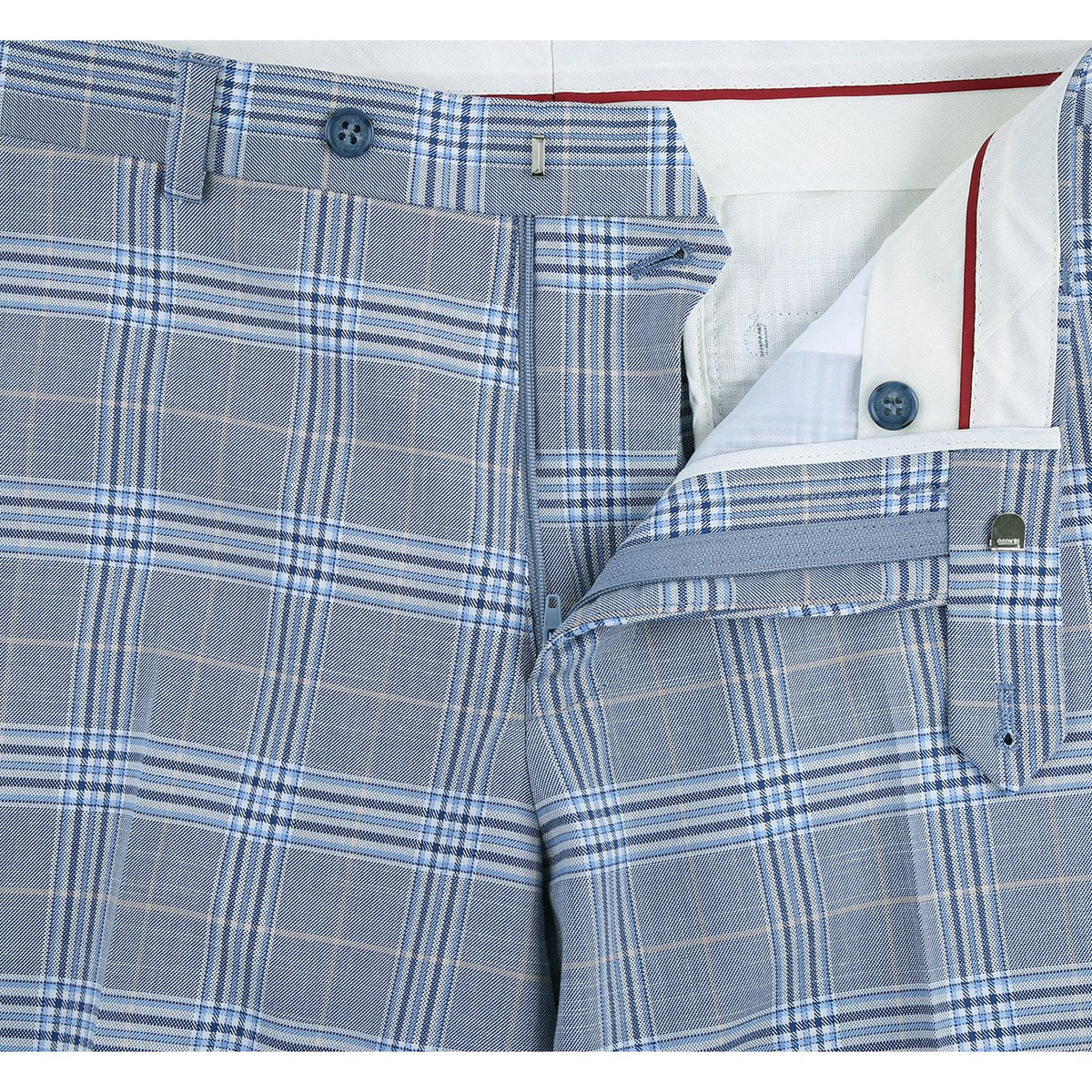 293-3 Men's 2-Piece Slim Fit Notch Lapel Stretch Windowpane Suit