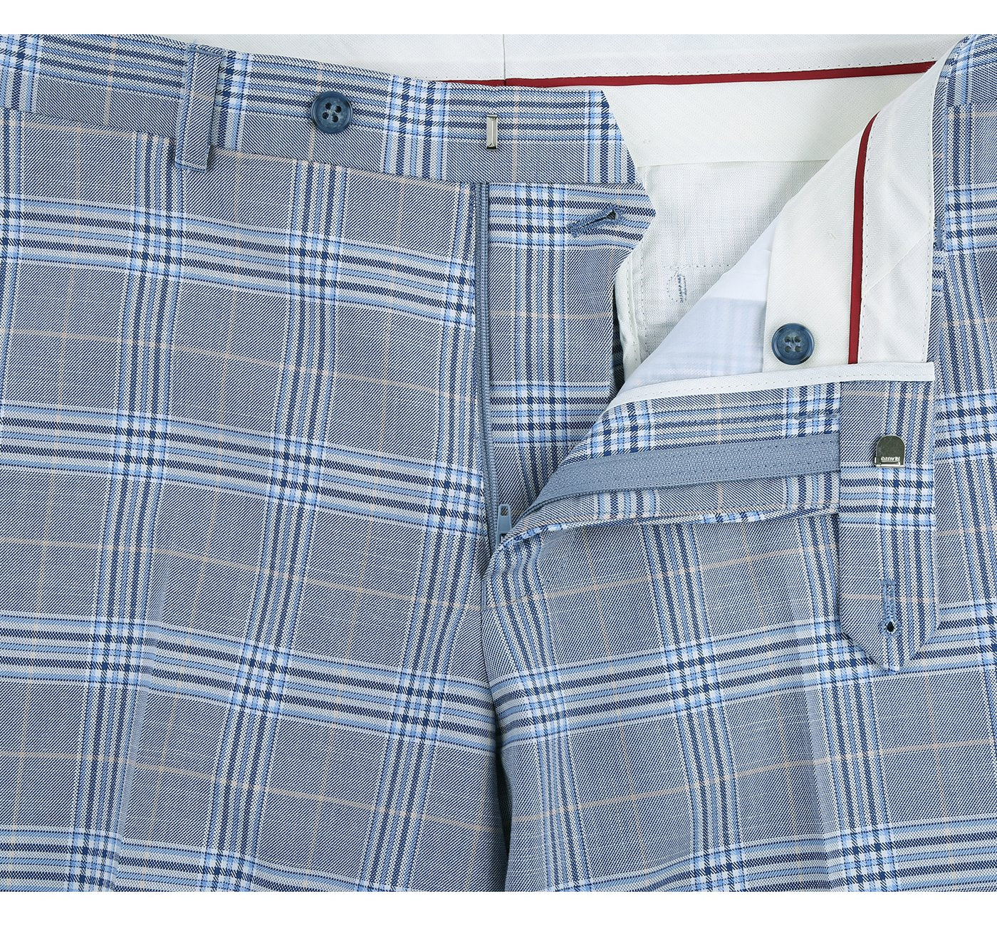 293-3 Men's 2-Piece Slim Fit Notch Lapel Stretch Windowpane Suit