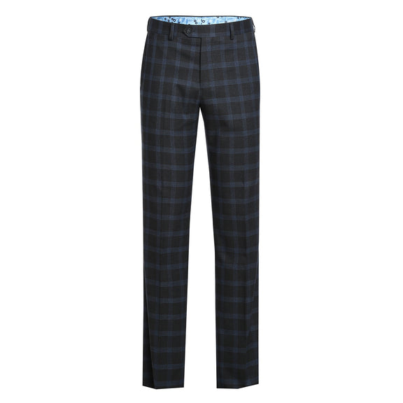 72-55-095EL Charcoal with Blue Check Notch Suit