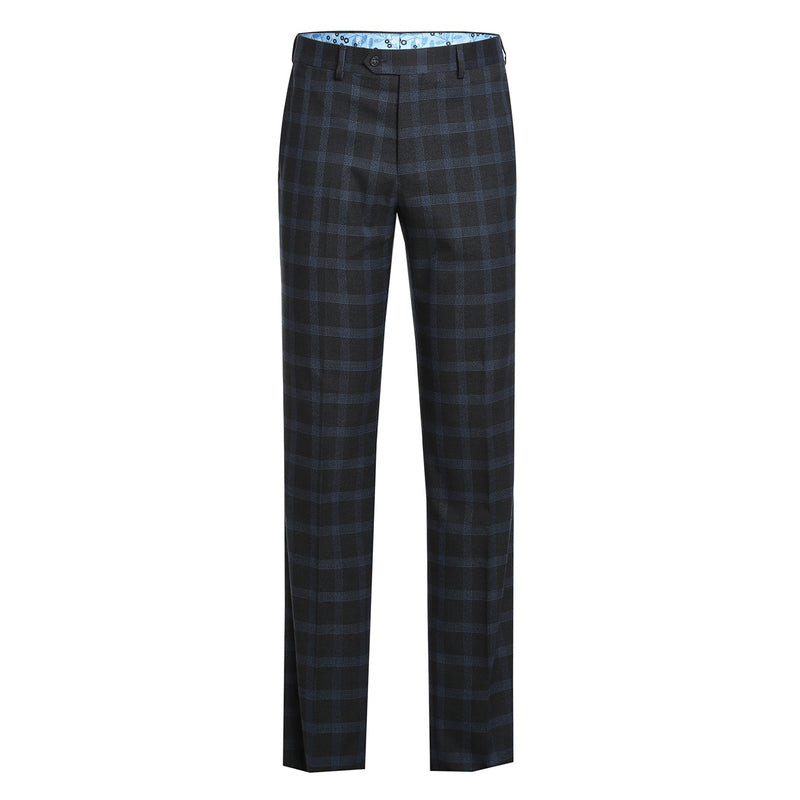 72-55-095EL Charcoal with Blue Check Notch Suit