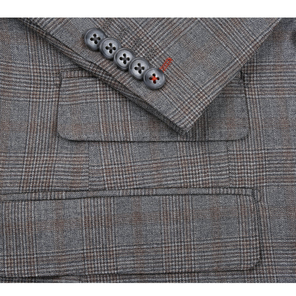 EL12-60-093 Double-breasted Gray Check Suit