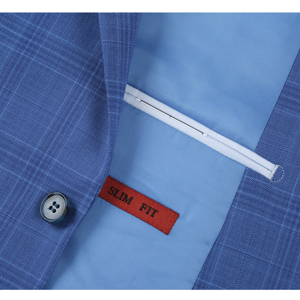 293-10 Men's 2-Piece Slim Fit Windowpane Check Dress Stretch Suit