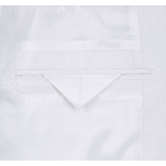 601-20 Men's Notch Lapels White Solid Linen Suits