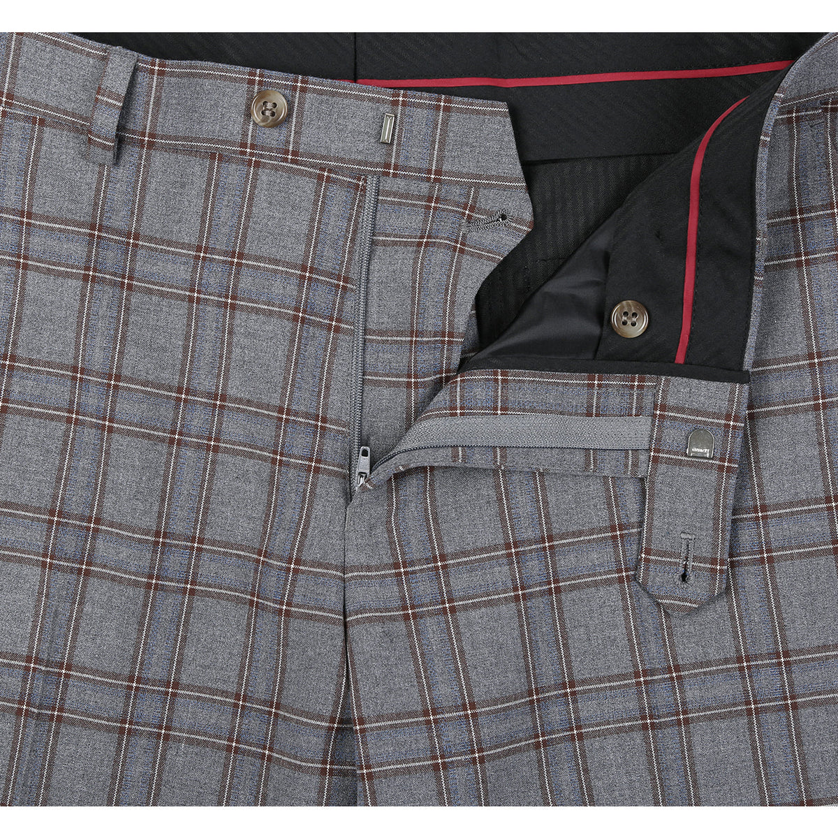 293-7 Men's Two Piece Slim Fit Stretch Windowpane Check Dress Suit